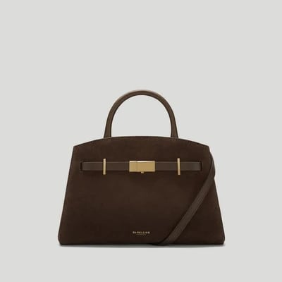DeMellier The Small Hudson in Mocha Suede & Mocha Smooth Leather Crossbody bag