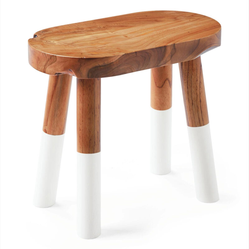 Serena & Lily Dip-Dyed Oval Stool � White