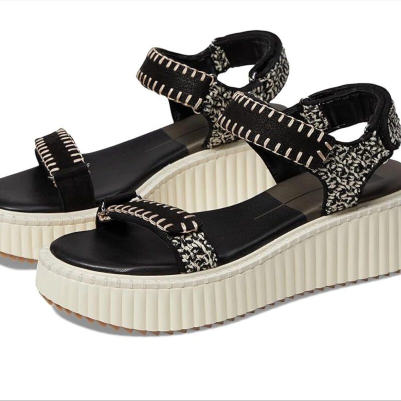 Dolce Vita Debra Women's Sandals Black/White Nubuck : 9.5 M, Leather/Textile
