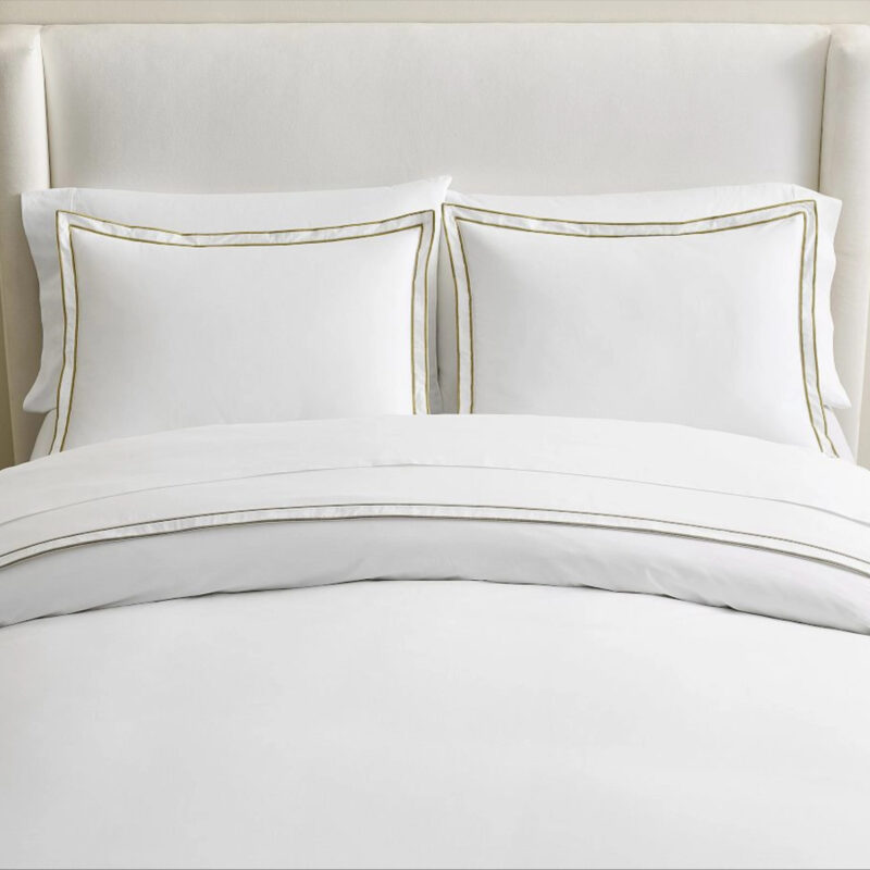 Double Embroidered Duvet, White/Green, King/Cal. King