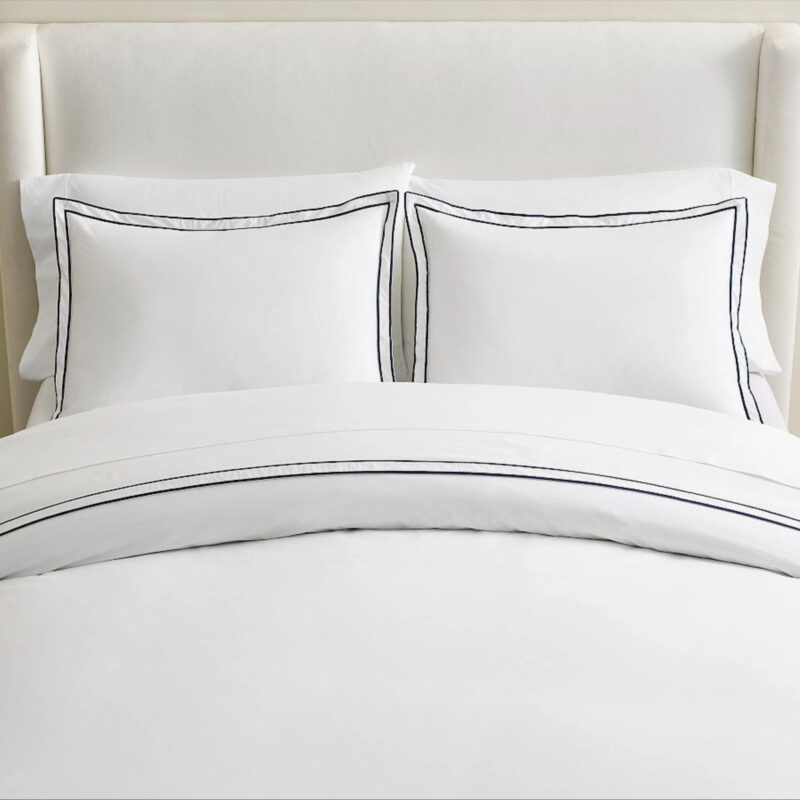 Double Embroidered Duvet, White/Midnight, King/Cal. King