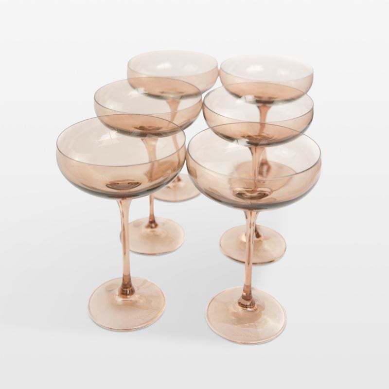 Estelle Mocha Colored Champagne Coupe Stemware, Set of 6