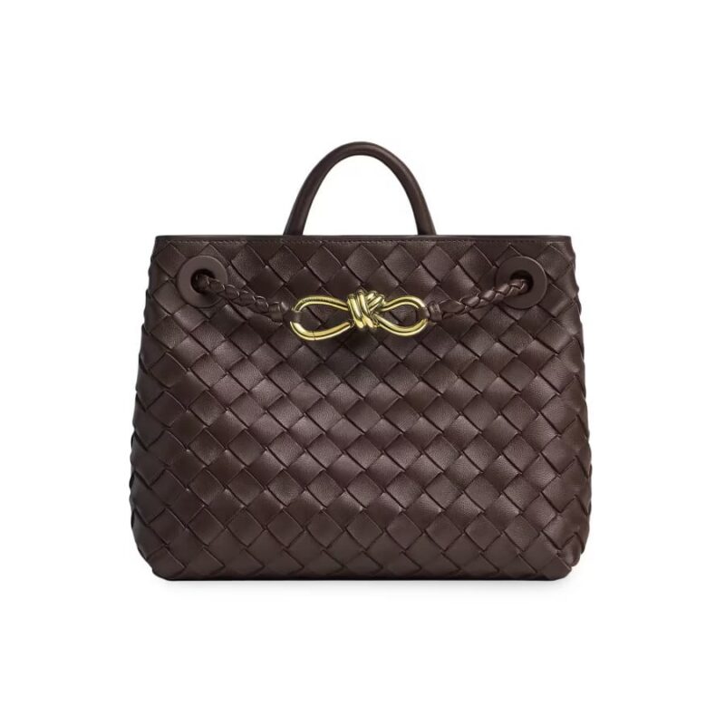 Women's Small Andiamo Intrecciato Leather Top-Handle Bag - Cognac