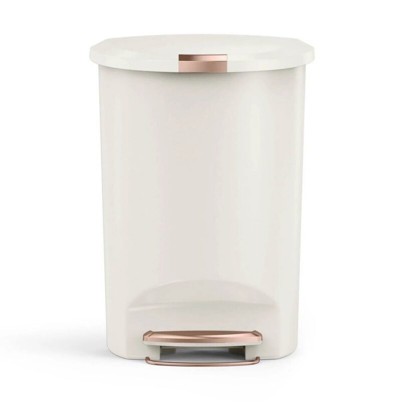 Simplehuman 50 Liter / 13 Gallon Semi-Round Kitchen Step Trash Can with Secure Slide Lock, Plastic