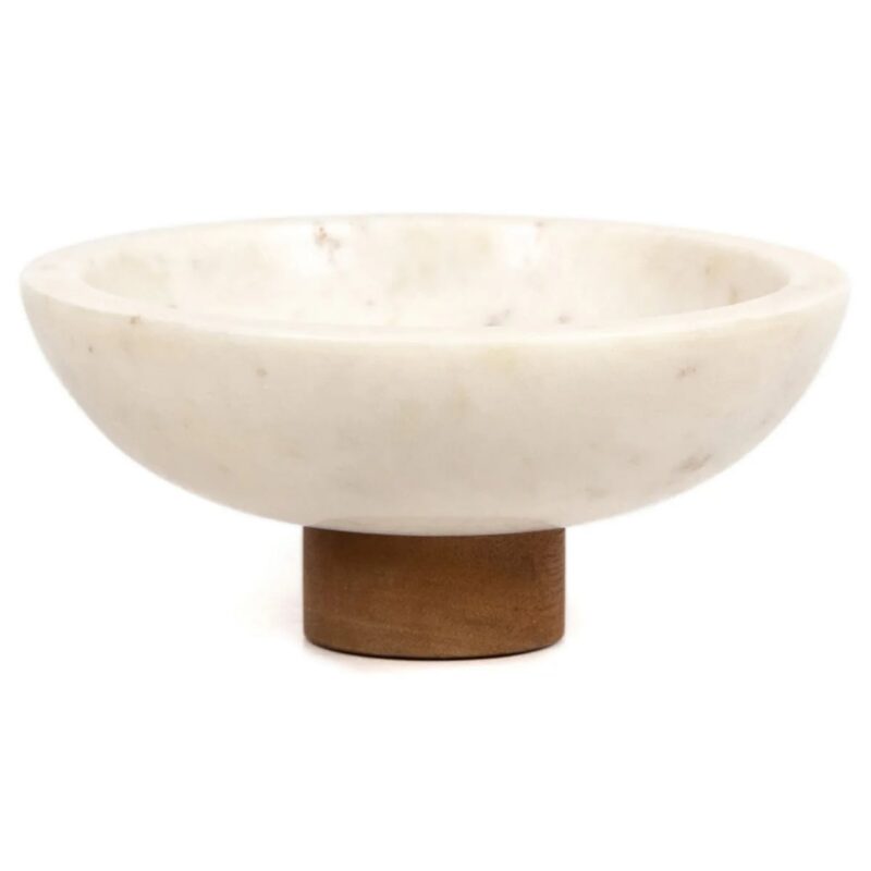 Nadine Rustic Lodge White Marble Decorative Bowl