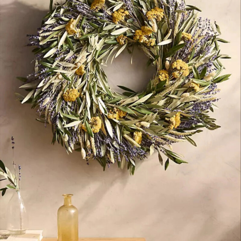 Dried Lavender, Yarrow + Olive Wreath