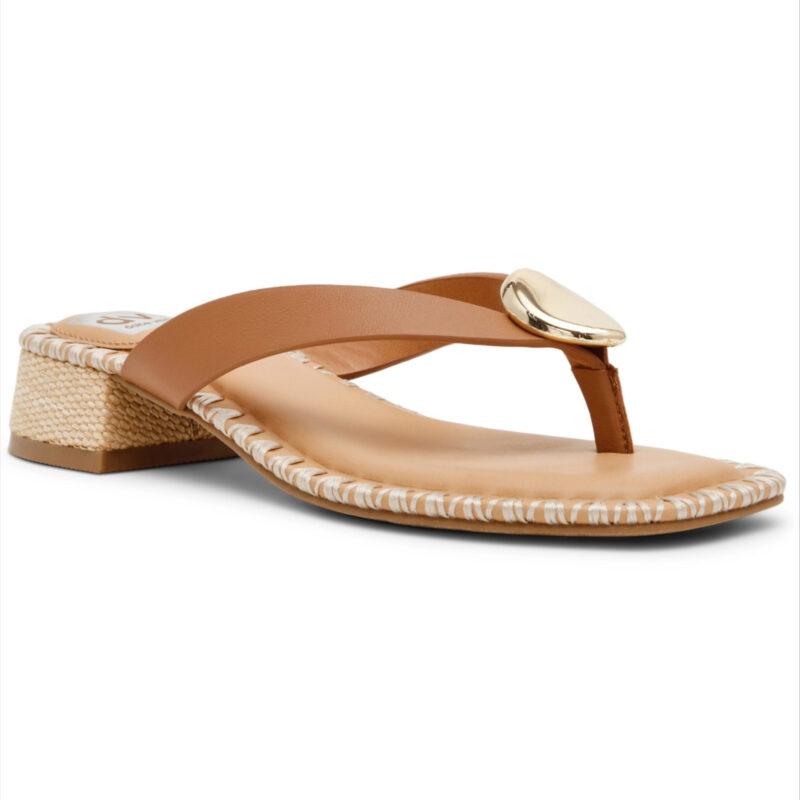 Dv Dolce Vita Women's Nuala Whipstitch Embellished Thong Slip-On Dress Sandals - Toffee