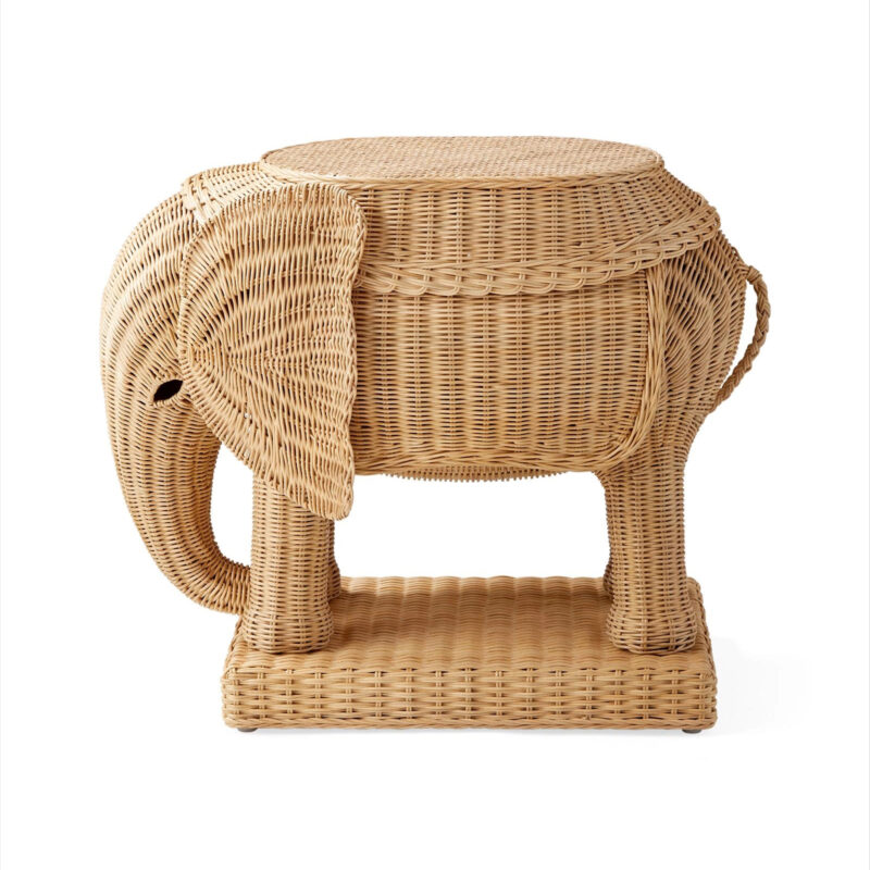 Serena & Lily Elephant Rattan Side Table