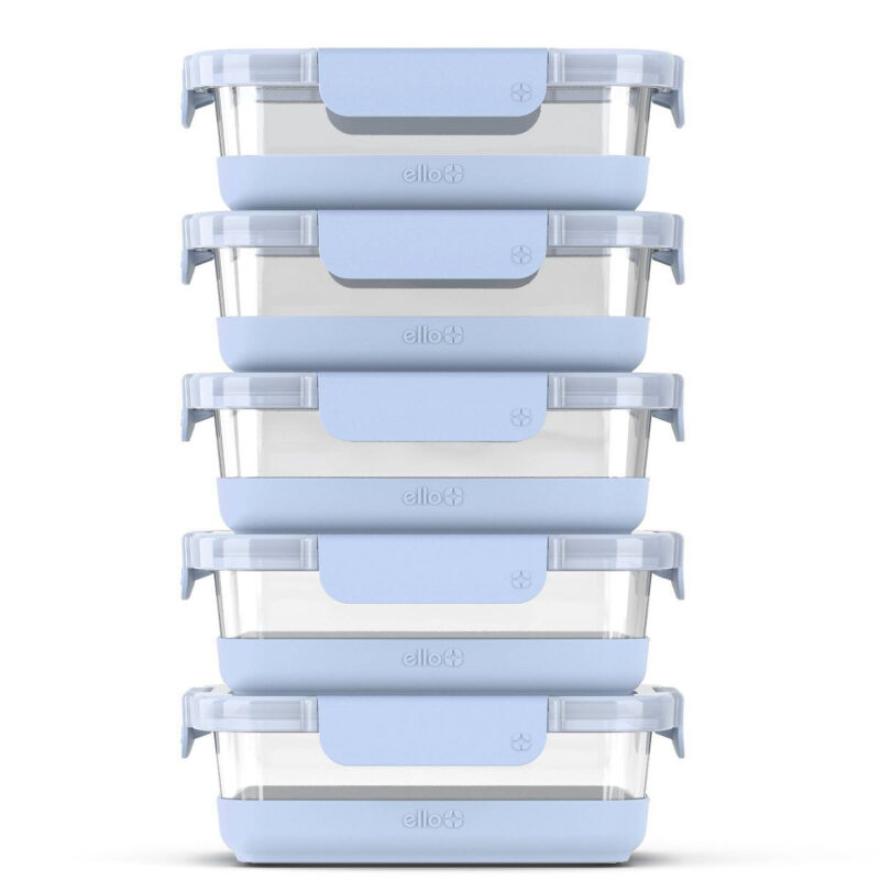Ello 10pc Glass Meal Prep Food Storage Container Set Blue
