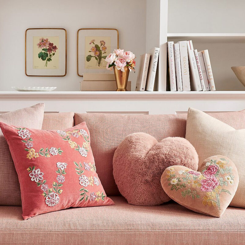 Embroidered Heart Shaped Pillow