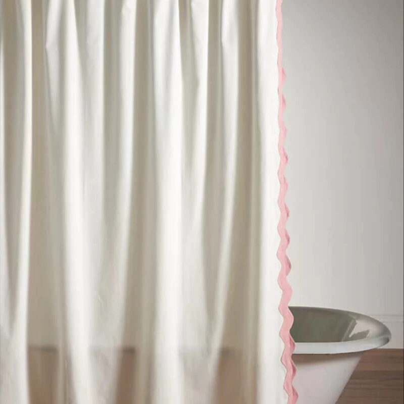 Maeve by Anthropologie Embroidered Scalloped Cotton Shower Curtain