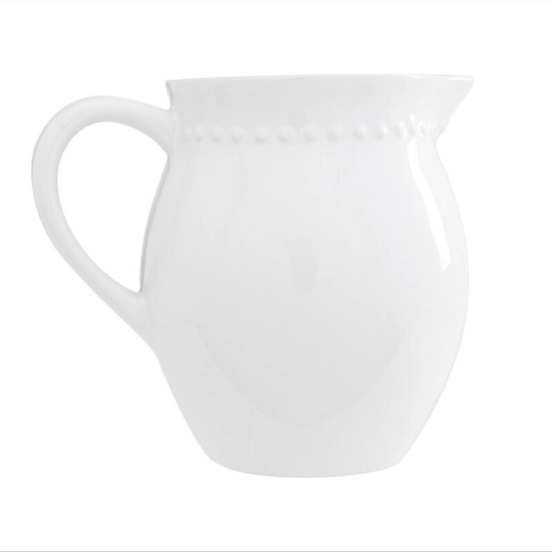 Emma Beaded Stoneware Pitcher - True White