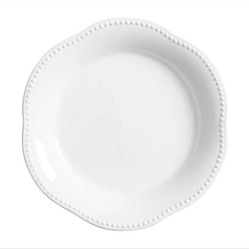 Emma Beaded Stoneware Serving Platter - True White