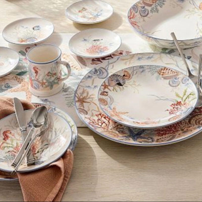 Enchanted Sea Stoneware Dinner Plates - Mixed Set of 4