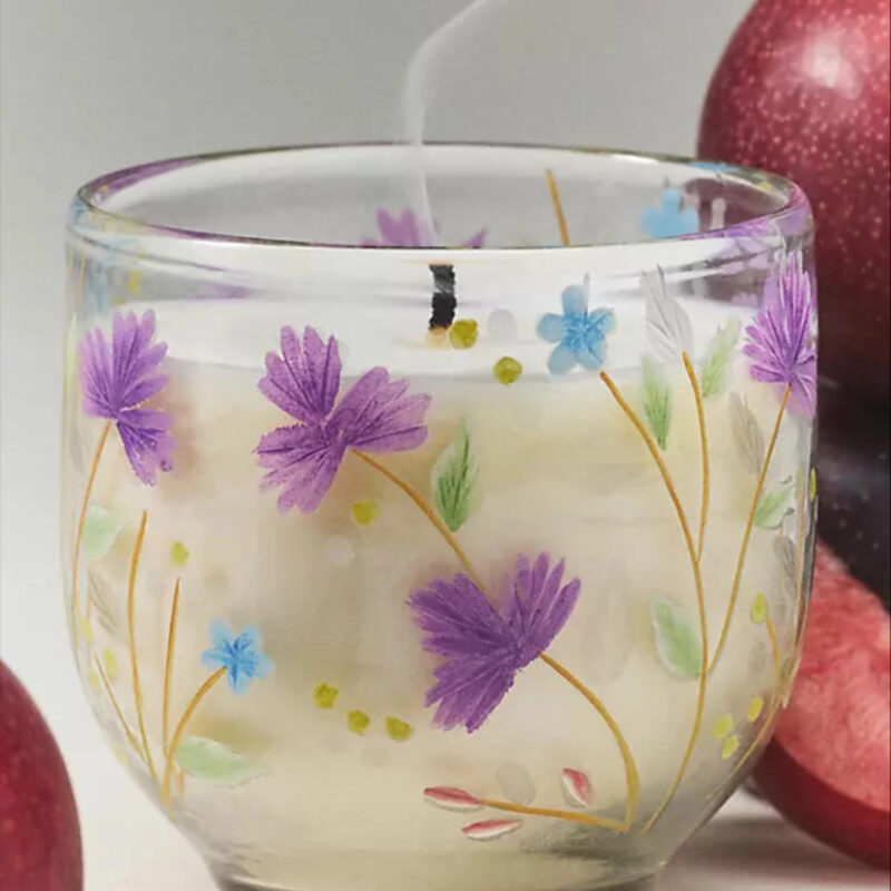 Etched Fruity Vanilla & Dark Plum Glass Candle