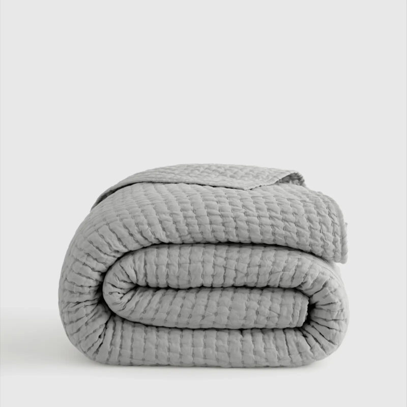 European Linen Cotton Stitch Quilt in Mist