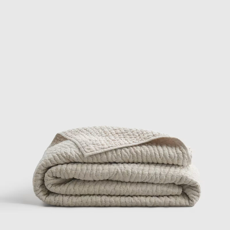 European Linen Cotton Stitch Quilt in Natural