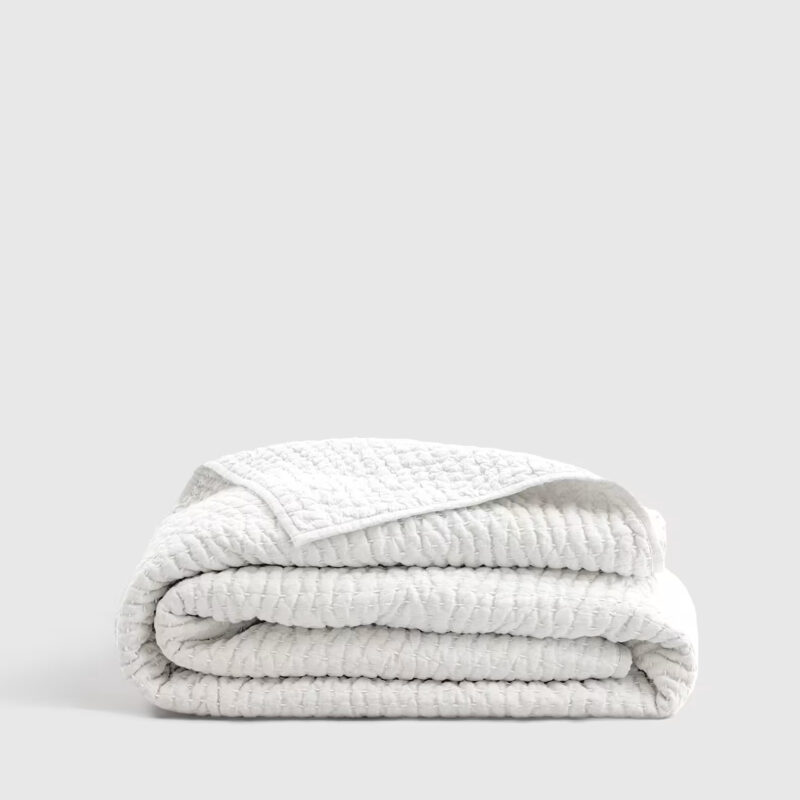 European Linen Cotton Stitch Quilt in White