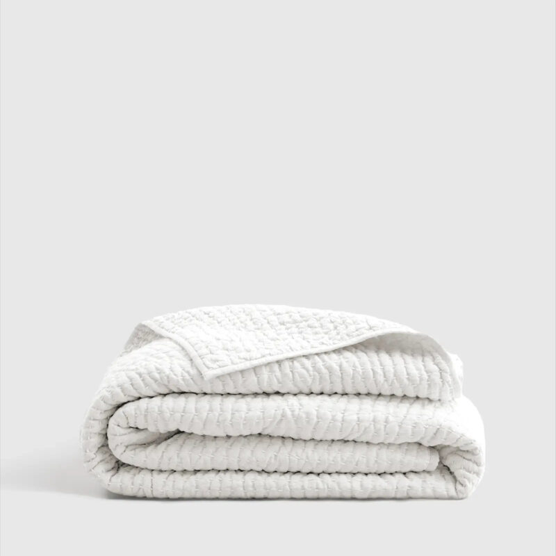 European Linen Cotton Stitch Quilt in White