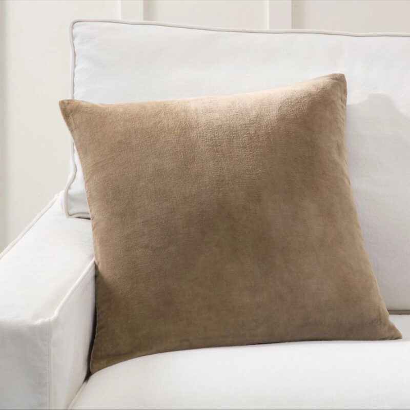 Everywhere Velvet Pillow Cover, Beige/Taupe, 20"
