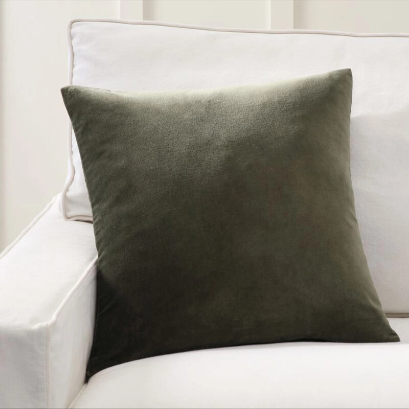 Everywhere Velvet Pillow Cover, Green/Moss, 20"