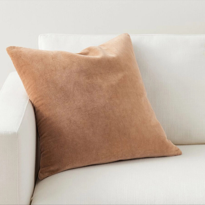 Everywhere Velvet Pillow Cover, Brown/Rosewood, 20"