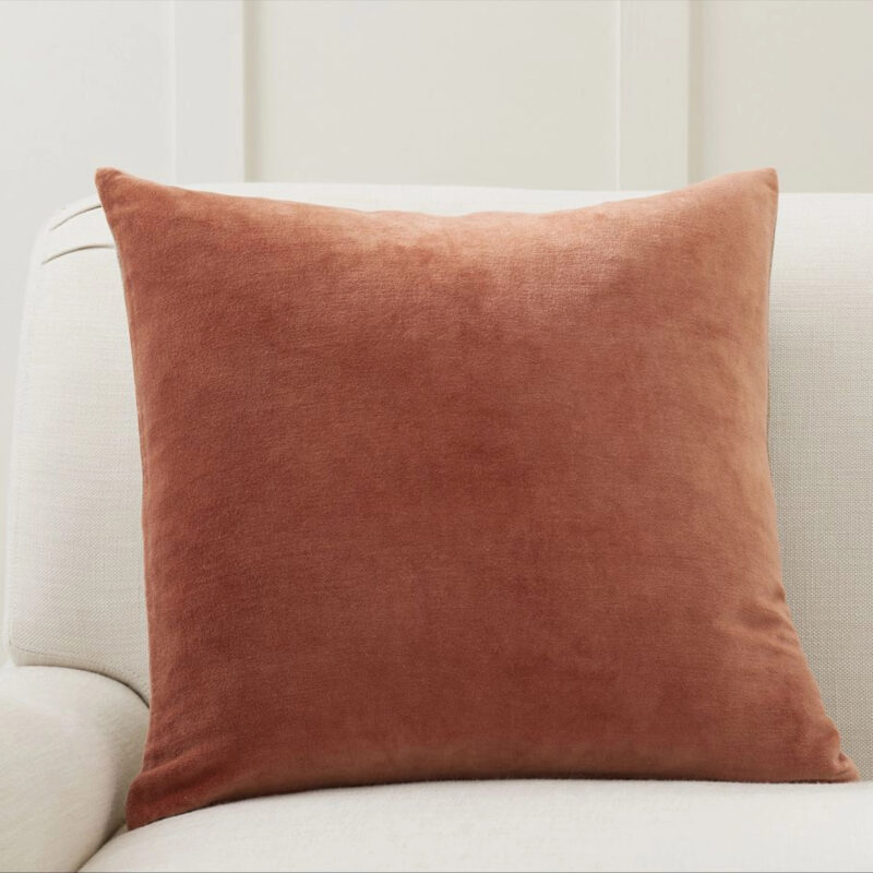 Everywhere Velvet Pillow Cover, Brown/Adobe, 20"