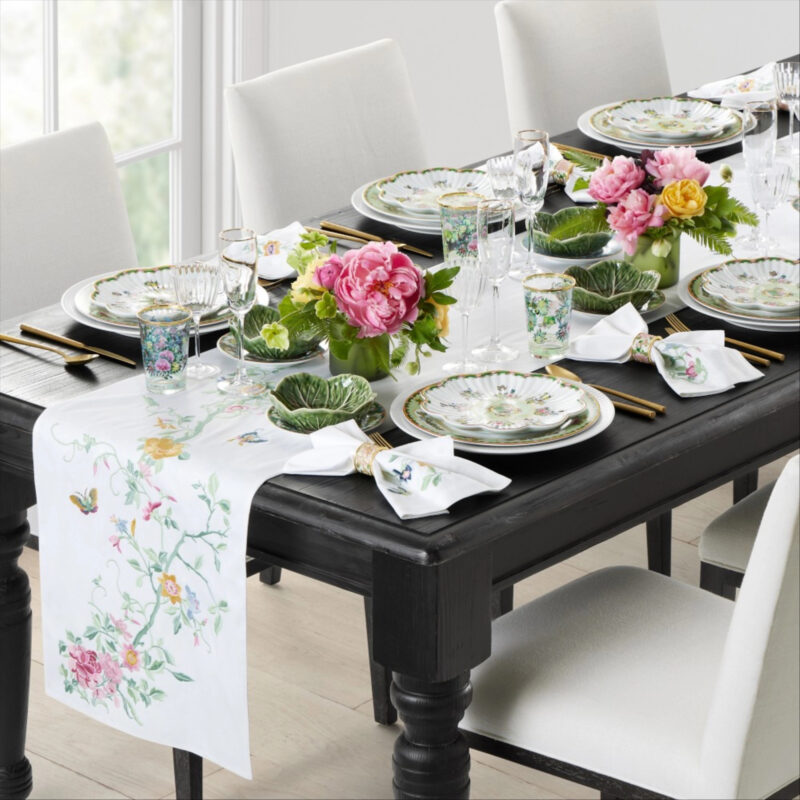 Famille Rose Embroidered Table Runner