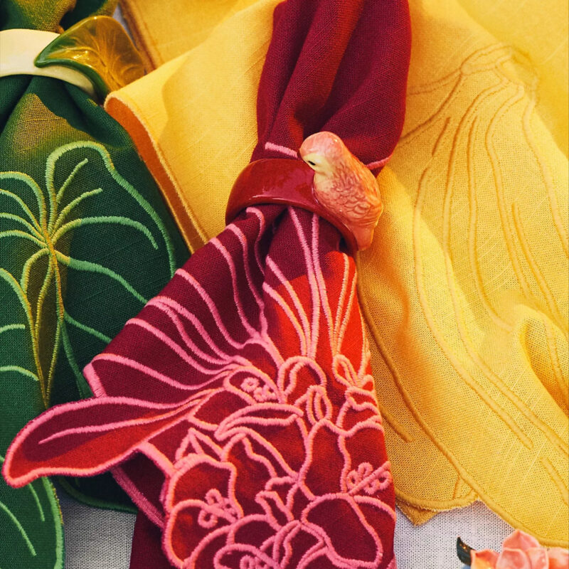 Farm Rio x Anthropologie Stoneware Boxed Napkin Rings, Set of 4