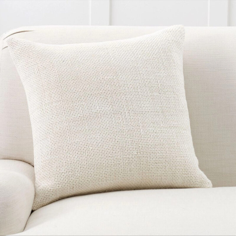 Faye Linen Textured Pillow Cover, 20"", Ivory