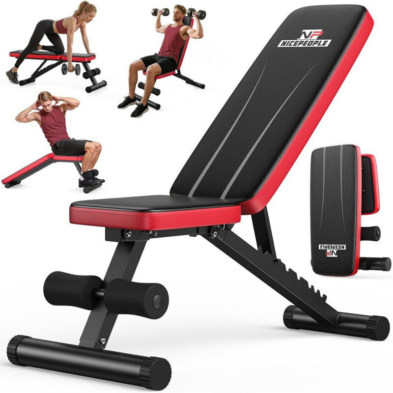 FED FITNESS Basic Adjustable Weight Bench for Home Gym, Foldable Workout Bench with 8 Backrests, ...