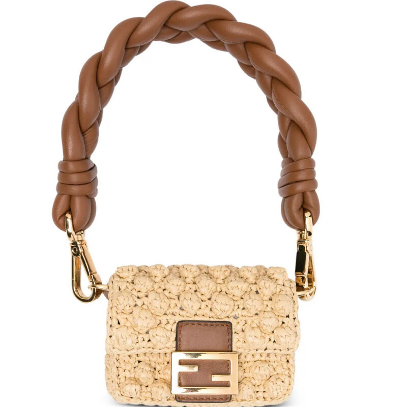 FENDI Nano Baguette raffia mini bag - Neutrals