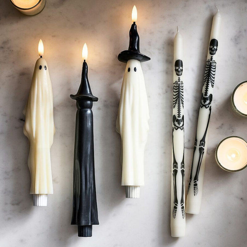 Flameless Halloween Taper Candle Collection