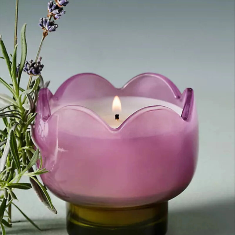 Floral Bronzed Gardenia Glass Candle