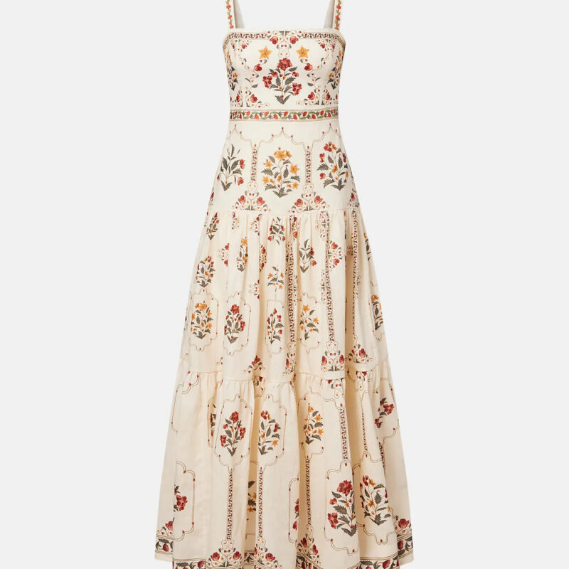 Floral linen maxi dress