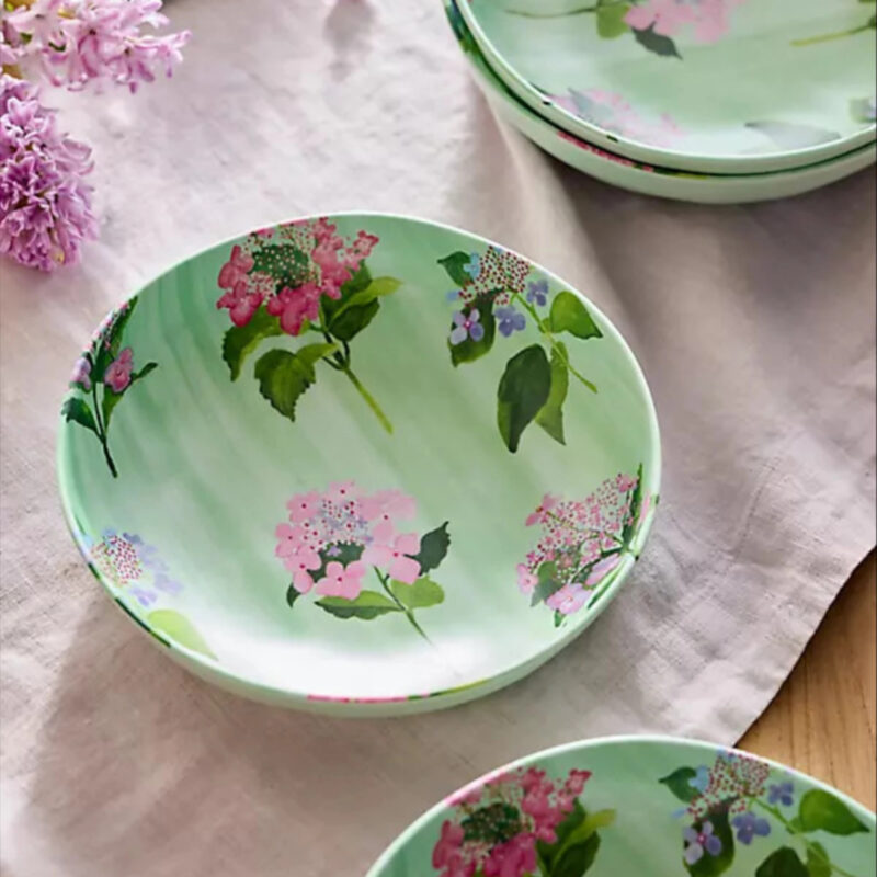 Floral Melamine Bowls, Set of 4 in Blue at Terrain