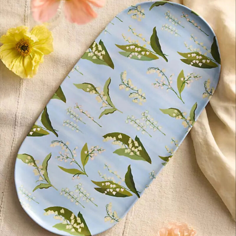 Floral Melamine Serving Platter, Lily of the Valley in Blue at Terrain