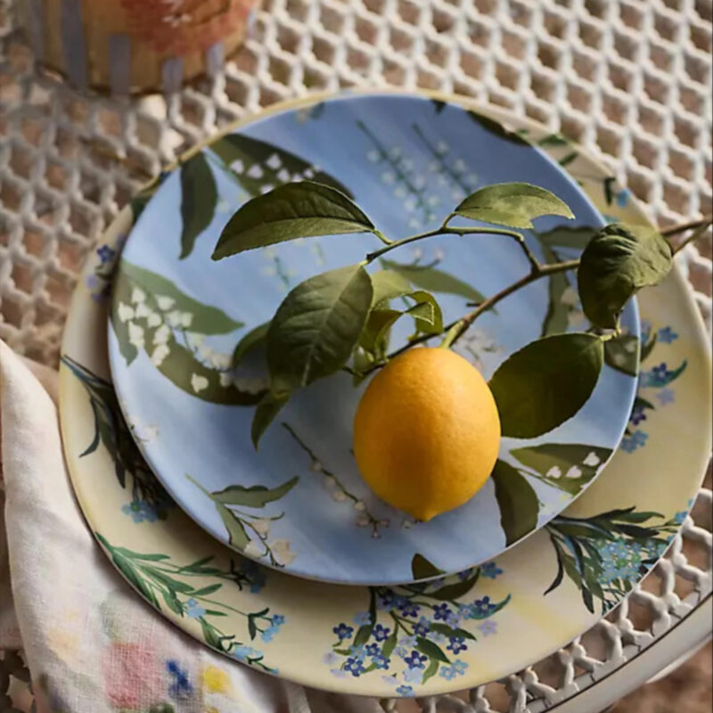 Floral Melamine Side Plates, Set of 4 in Beige at Terrain