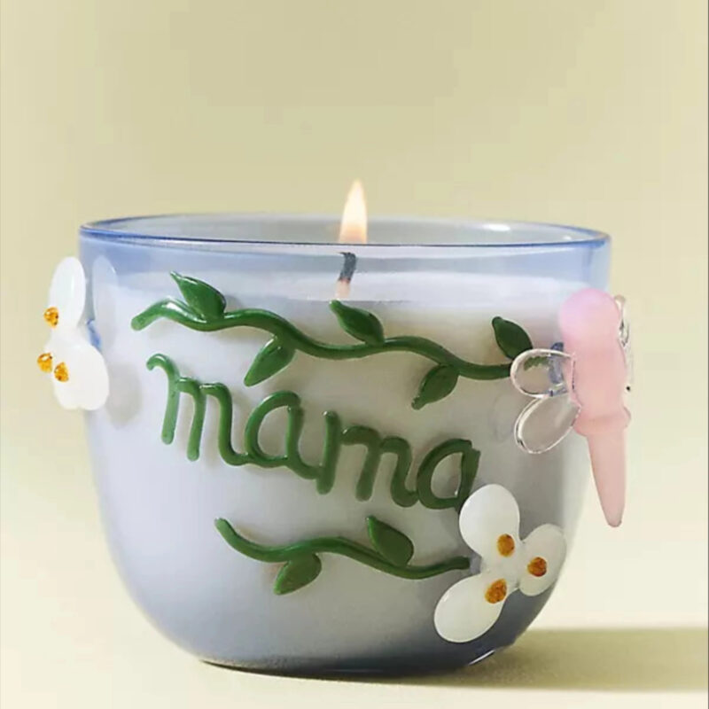 Floral Wildflower Bouquet Mama Glass Candle
