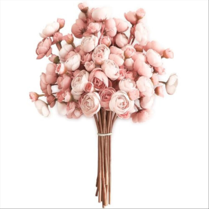 Floroom Ranunculus Artificial Flowers 18 Pcs Dusty Rose Faux Silk Mini Ranunculus Bulk Fake Wedding Filler Flowers for DIY Bouquets, Centerpieces, Bridal Shower Decorations & Arrangements