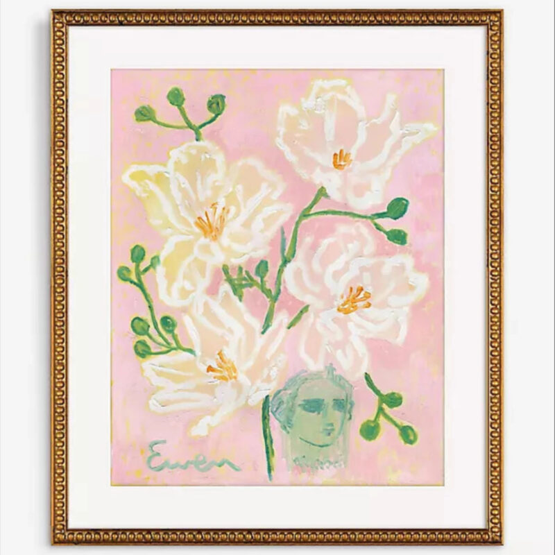 Anthropologie Flowers with Jade Face Wall Art