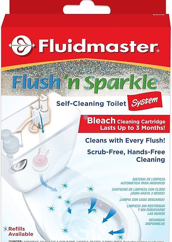 Fluidmaster 8300 Flush 'n Sparkle Automatic Toilet Bowl Cleaning System with Bleach Cartridge, 1 ...