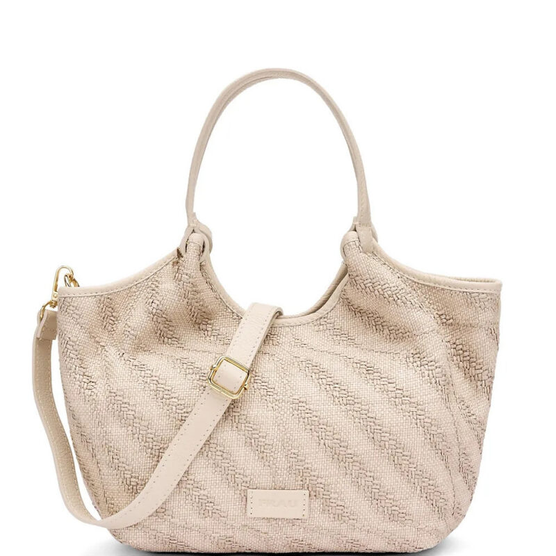 FRAU mini herringbone-pattern raffia tote bag - Neutrals