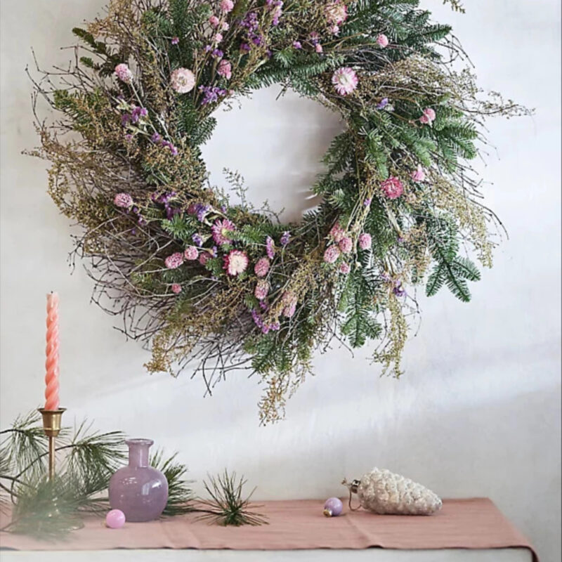 Fresh Noble Fir + Amaranth Wreath, Size: 22" at Terrain