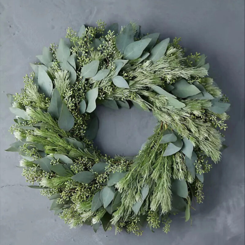 Fresh Seeded Eucalyptus + Woolybush Wreath