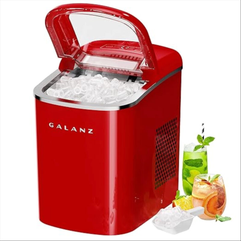 Galanz Portable Countertop Electric Ice Maker Machine, 26 lbs in 24 Hours, 9 Bullet Shaped Cubes ...