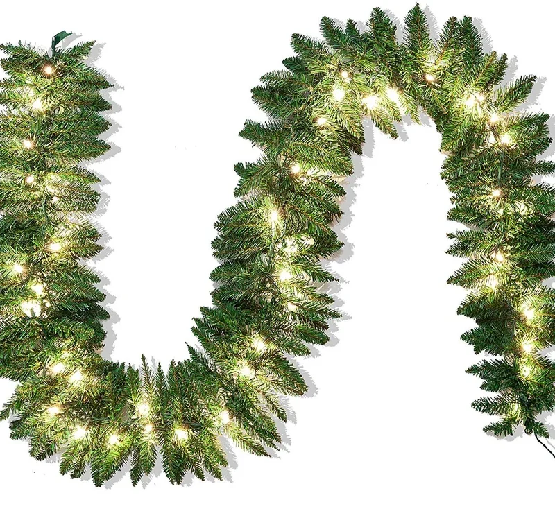9' Pre-Lit Artificial Christmas Pine Garland with 50 Warm Lights