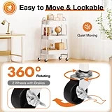 Gianna 3 Tier Utility Rolling Cart, Metal Mobile Storage Shelf with Lockable Caster Wheels, Organ...