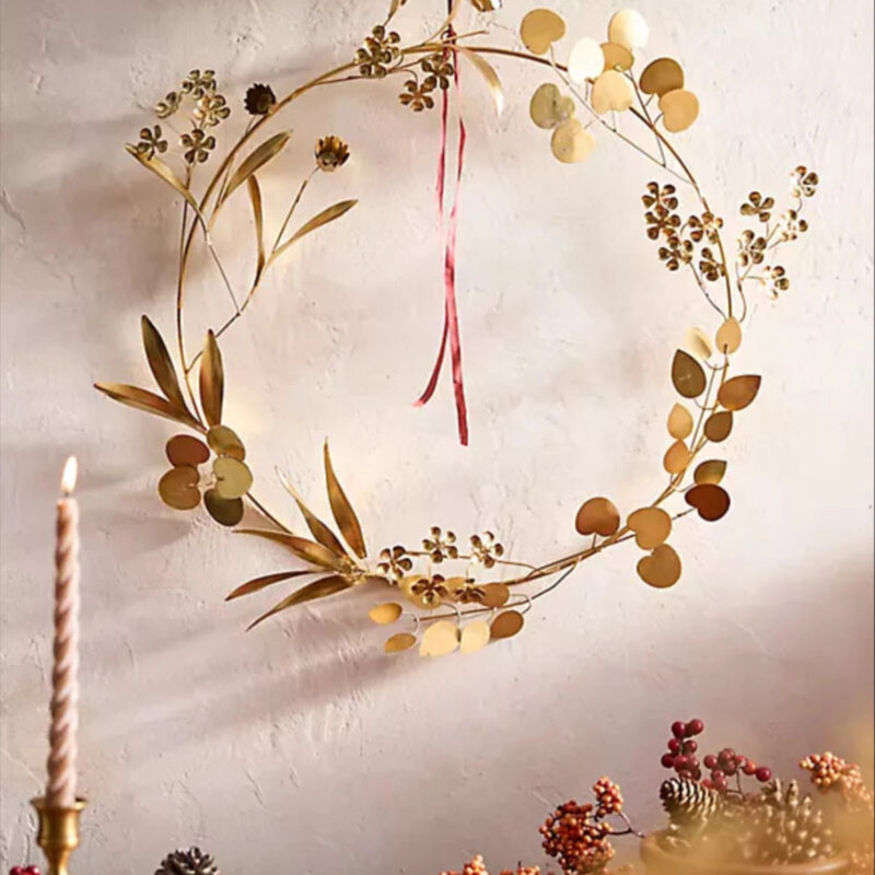 Gilded Eucalyptus + Florals Iron Wreath