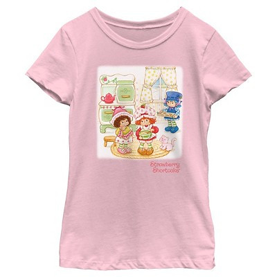 Girl's Strawberry Shortcake Cookie Baking Time T-Shirt - Light Pink - Medium